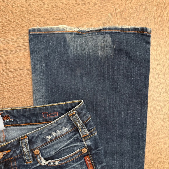 Silver Jeans Flare Leg Distressed Medium Wash Denim Jeans Size 30 Low Rise - Picture 9 of 10